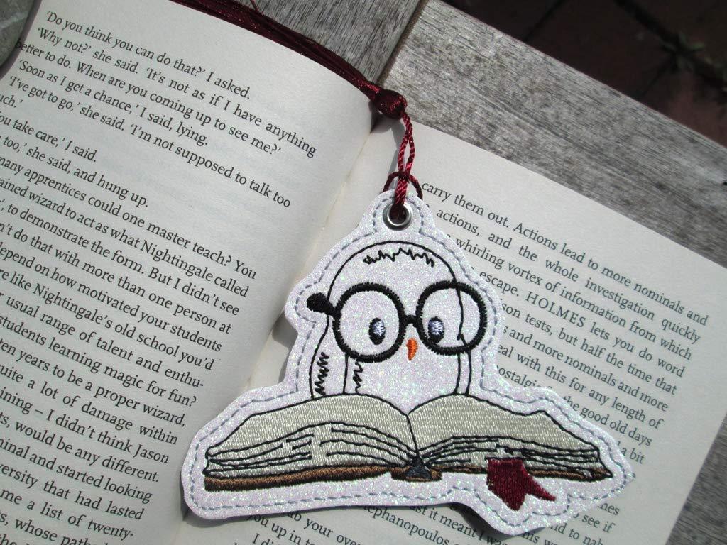 LESEeule Lesezeichen Eule weiß glitzer